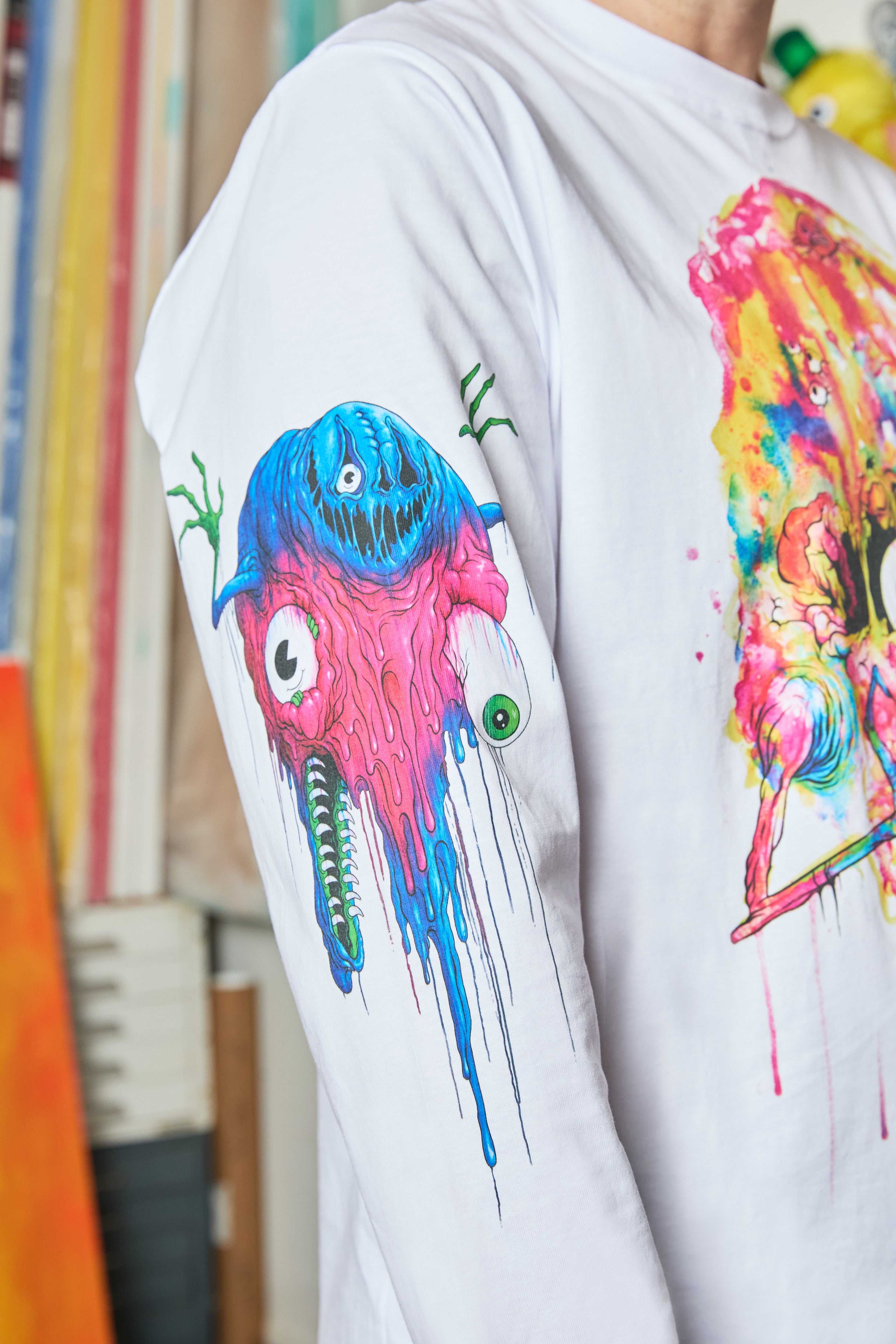 White Teddy Fresh TF x Alex Pardee Dripping Tee | RXYMDT432