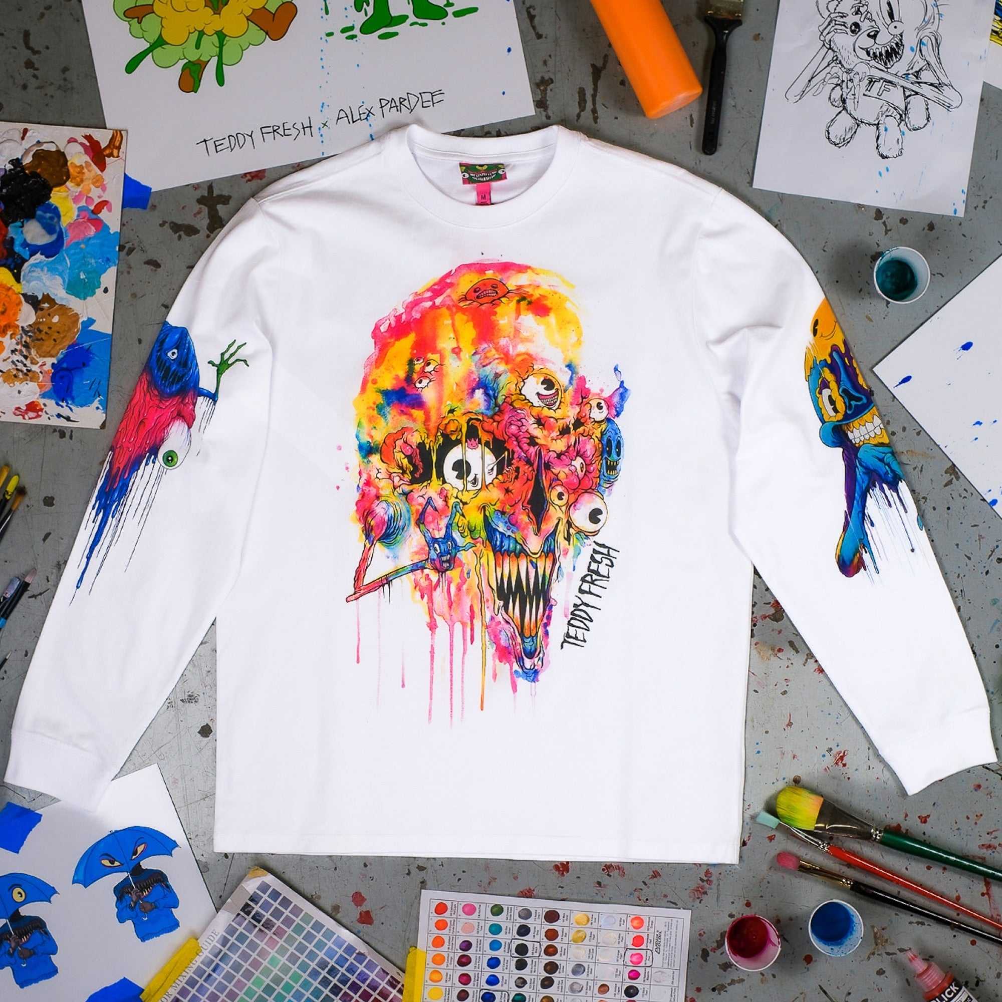 White Teddy Fresh TF x Alex Pardee Dripping Tee | RXYMDT432