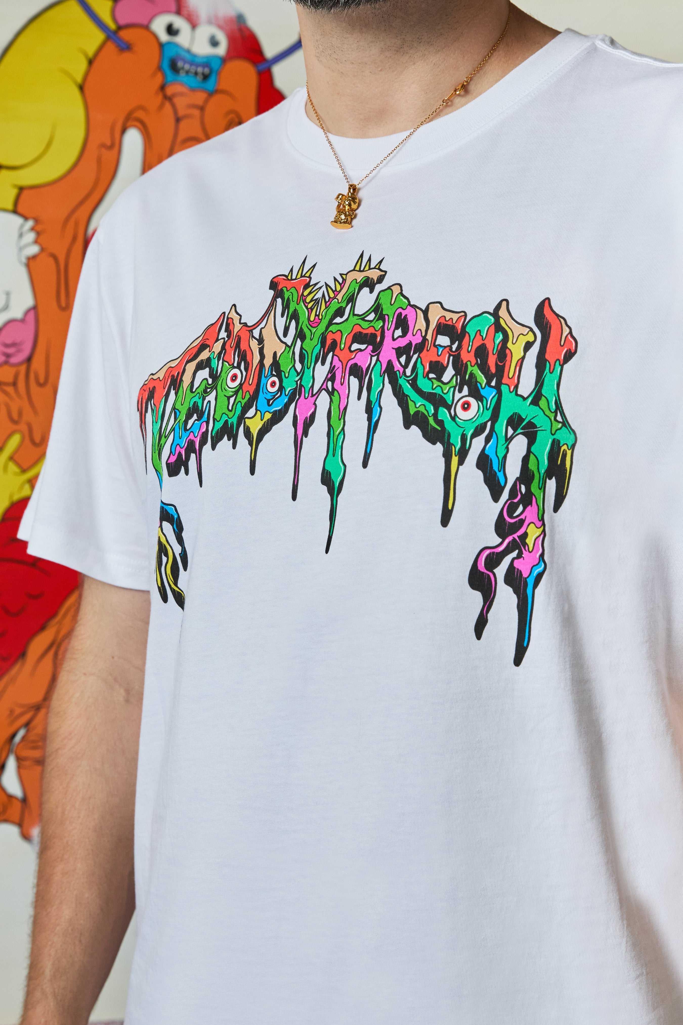 White Teddy Fresh TF x Alex Pardee Monster Logo Tee | WCPKAB485