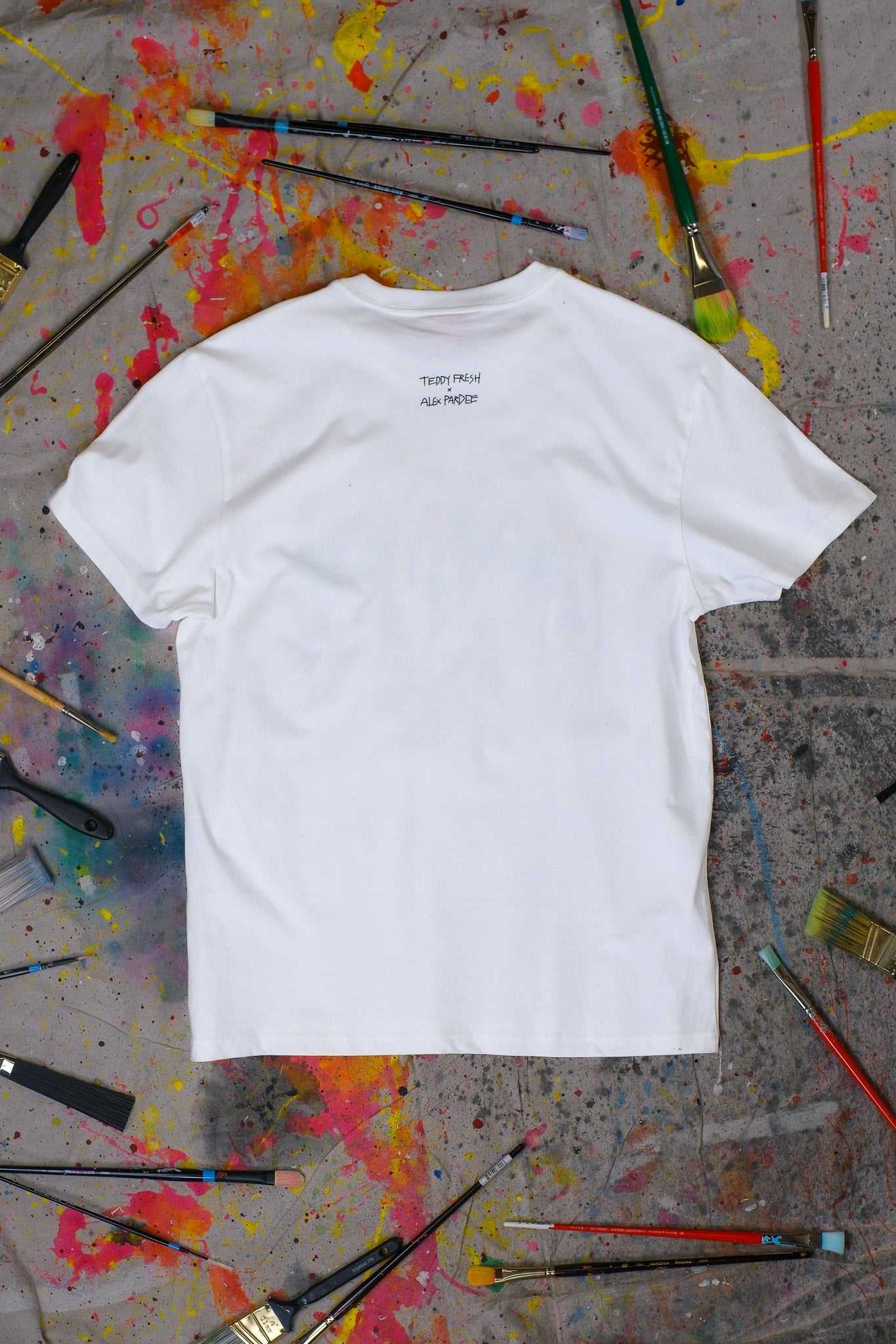 White Teddy Fresh TF x Alex Pardee Monster Logo Tee | WCPKAB485