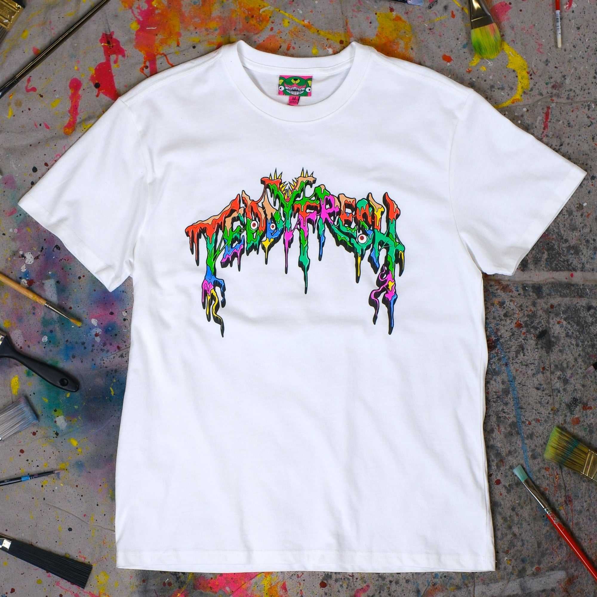 White Teddy Fresh TF x Alex Pardee Monster Logo Tee | WCPKAB485