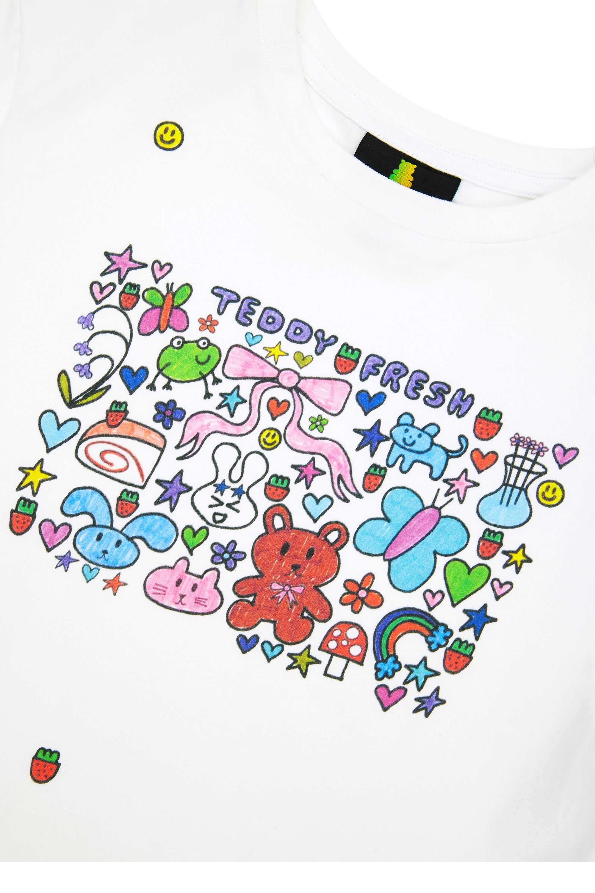 White Teddy Fresh TF x Blo_oberry Fitted Tee | PEJGBR584