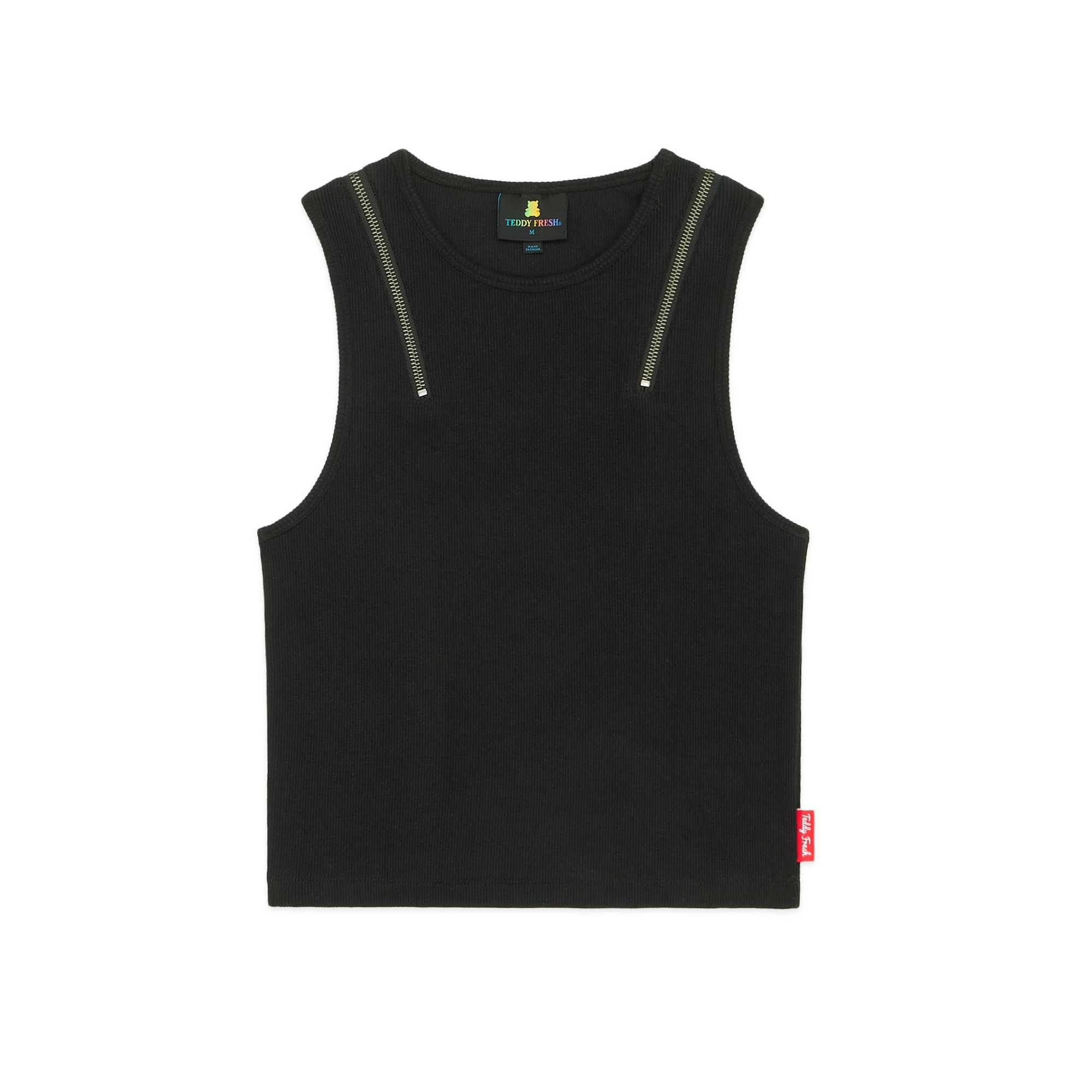 White Teddy Fresh Zip Straps Tank Top | SBZXOQ469