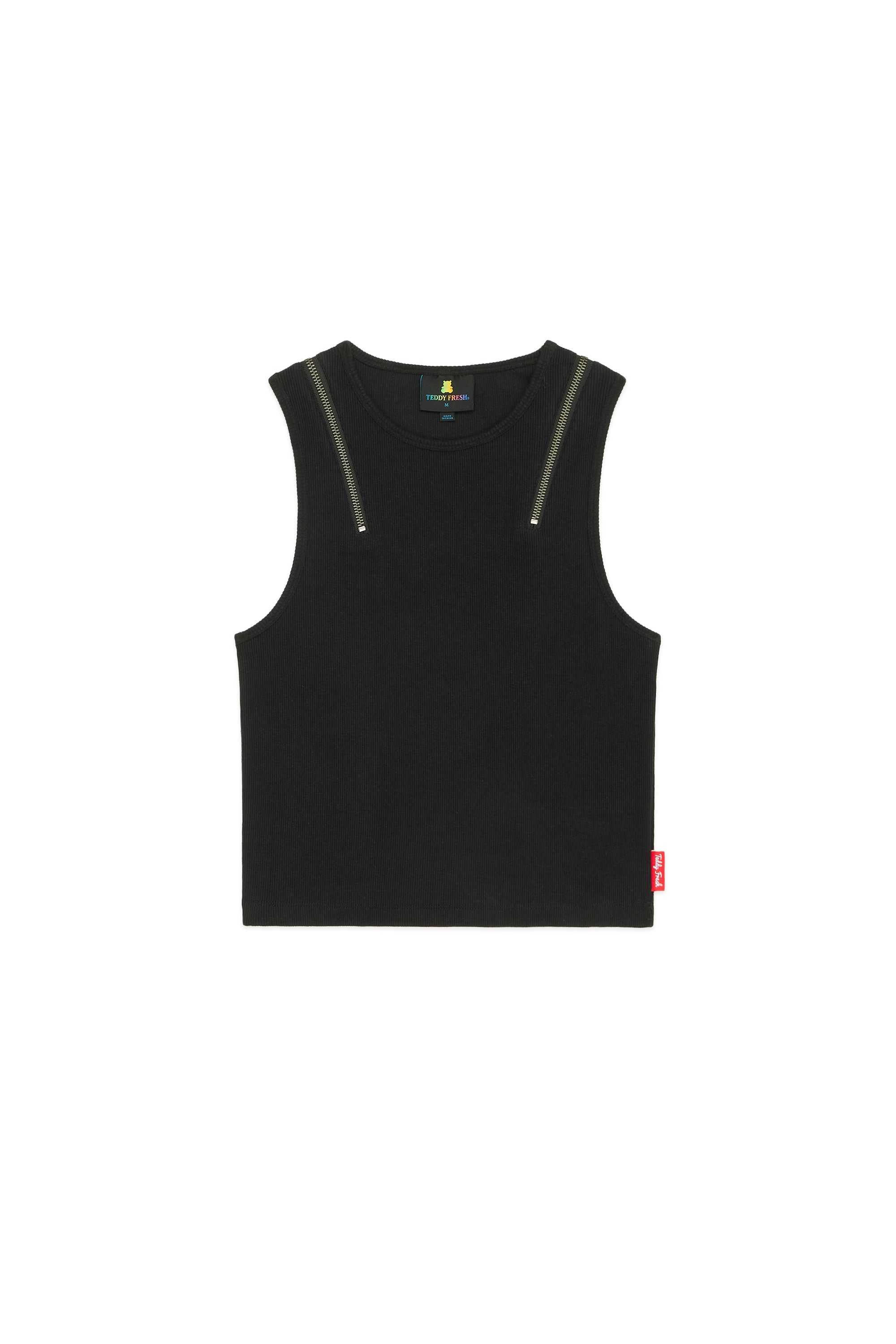 White Teddy Fresh Zip Straps Tank Top | SBZXOQ469