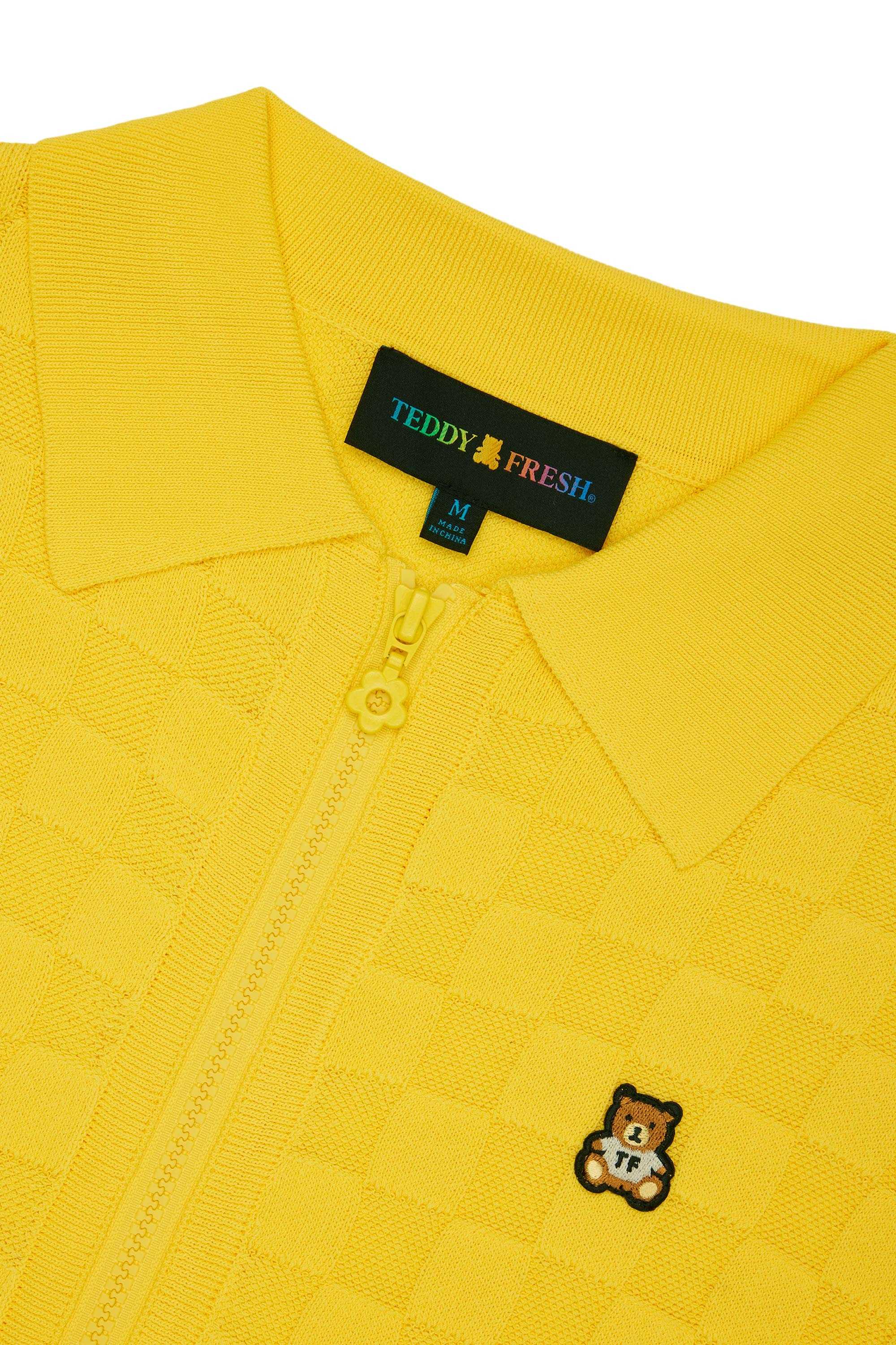 Yellow Teddy Fresh Check Zip Cardigan | MPZATB971